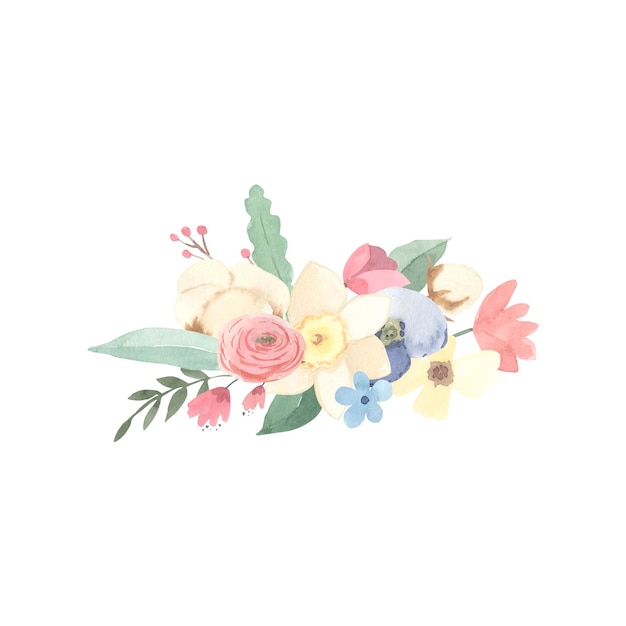 Flowers watercolor illustration for kids