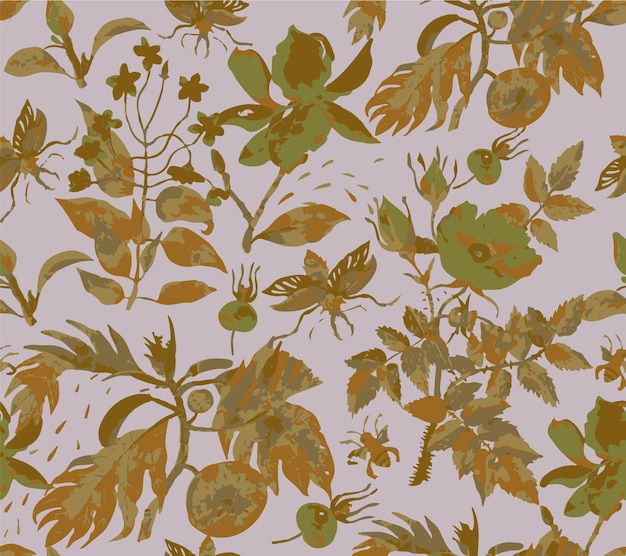 Vector flowers with leaves vector pattern botanical floral pattern