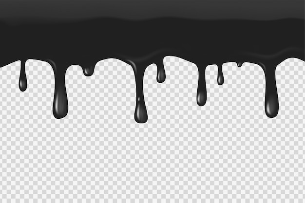 Flowing black paint on a transparent background