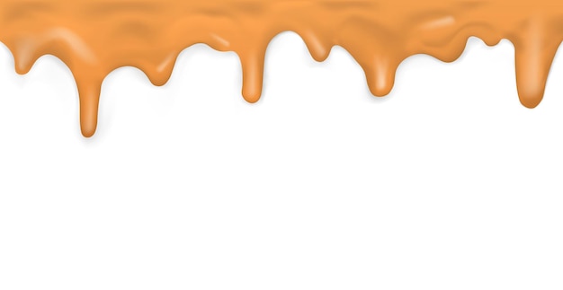 Vector flowing caramel on white background template vector