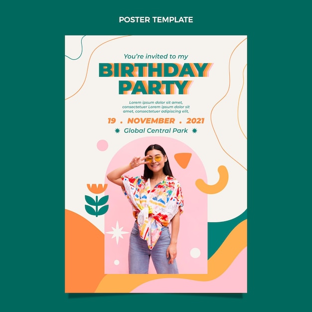 Flt design minimal birthday poster