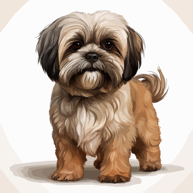 Fluffy Havanese Apso Clipart Isolated on White Background