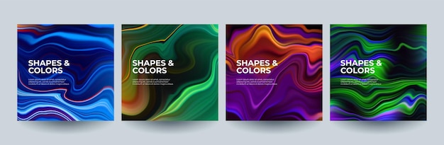 Fluid colors brochure covers set . Vector illustration.