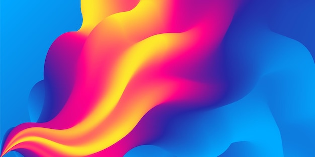 Fluid flow background. Fluid wave pattern. Summer poster. Colorful gradient. Abstract cover. Liquid wave. Vibrant color.