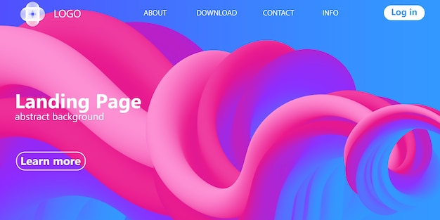 Fluid flow. Landing page. Liquid background. 