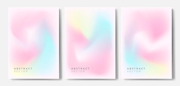 Fluid gradient cover backgrounds vector set with modern abstract blurred light color