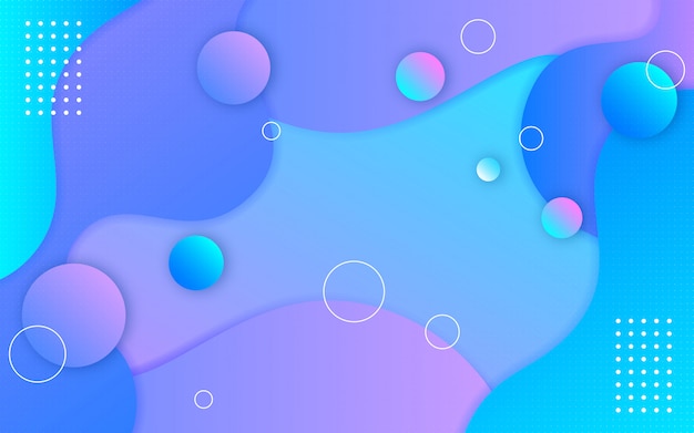 Fluid gradient shapes with memphis elements background