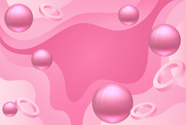 Fluid Pink Background with 3D Objects