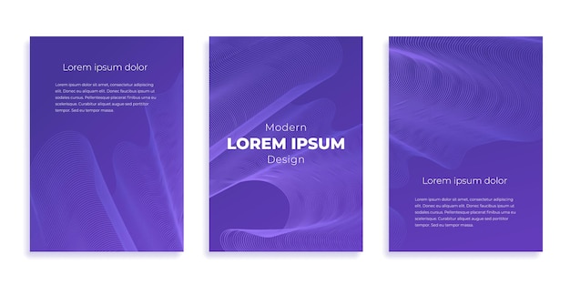 Fluid poster cover with modern very peri color of the year 2022. Violet and purple abstract geometrical template with blend shapes.