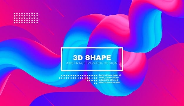 Fluid poster with 3d wave shape