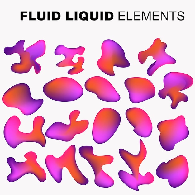 Fluid shape vector set gradient liquid with neon colors item for the design of a logo flyer persentation gift card Poster on wall landing page coverbook banner social media posted