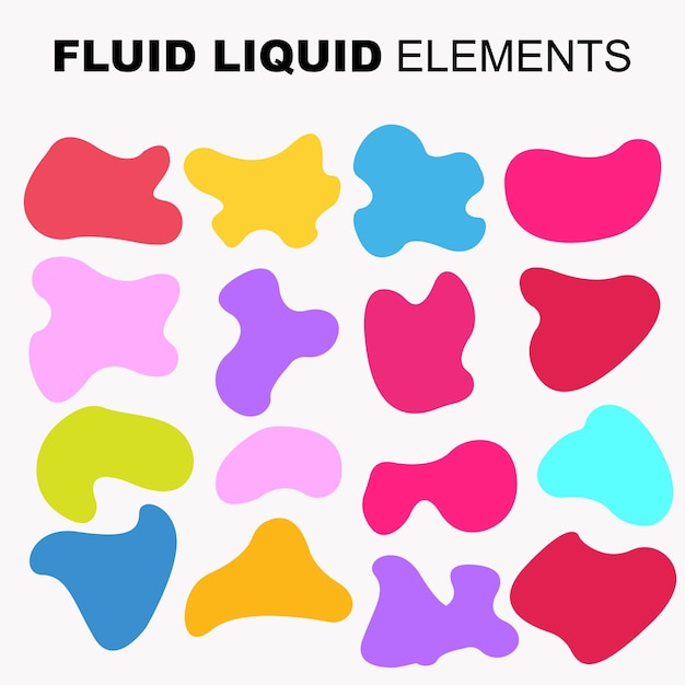 Fluid shape vector set gradient liquid with neon colors item for the design of a logo flyer persentation gift card Poster on wall landing page coverbook banner social media posted