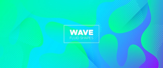 Fluid shapes on colorful gradient background banner