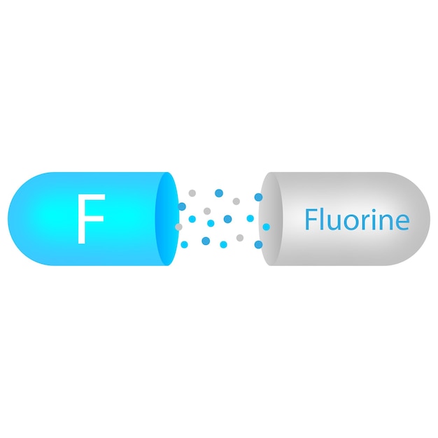 Fluorine capsule for medical design. Pharmacy concept. Health medicine symbol. Vector illustration.