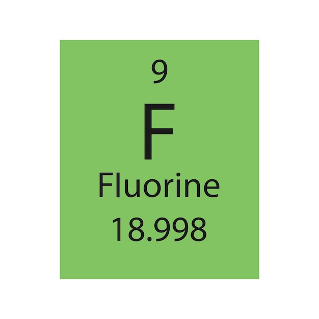 Fluorine symbol Chemical element of the periodic table Vector illustration