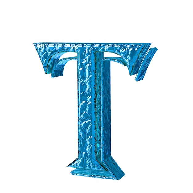 Fluted blue symbols right side view letter t