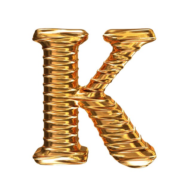 Fluted gold horizontally 3d letter k