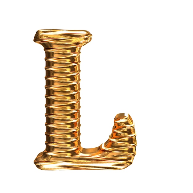 Fluted gold horizontally 3d letter l