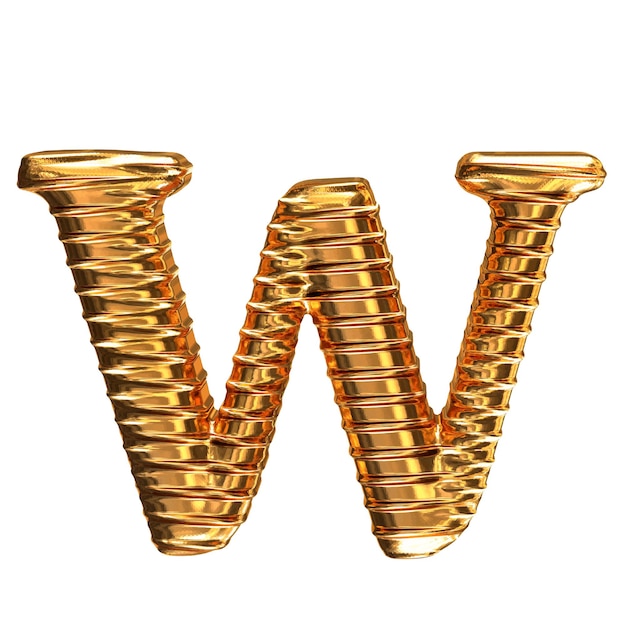 Fluted gold horizontally 3d letter w