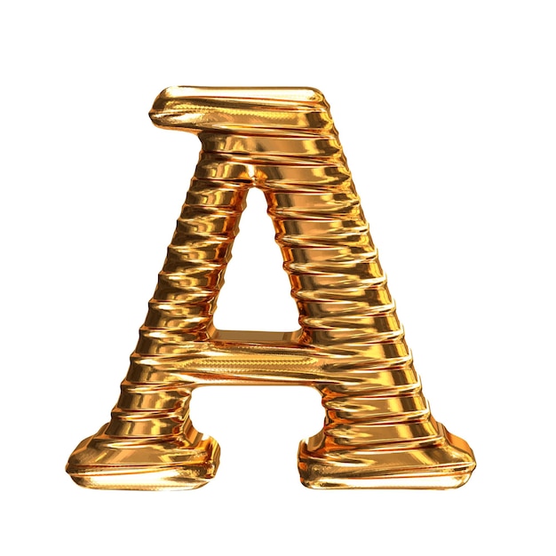 Fluted gold horizontally 3d letter a