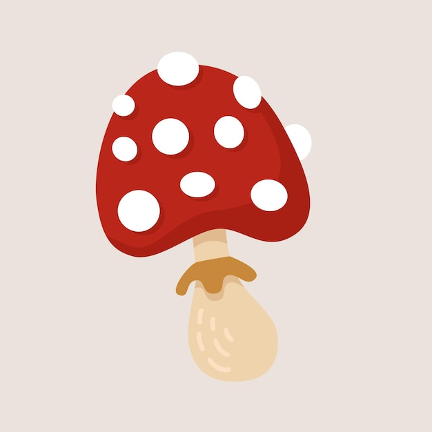 Fly agaric illustration In a cartoon flat style Vector illustration