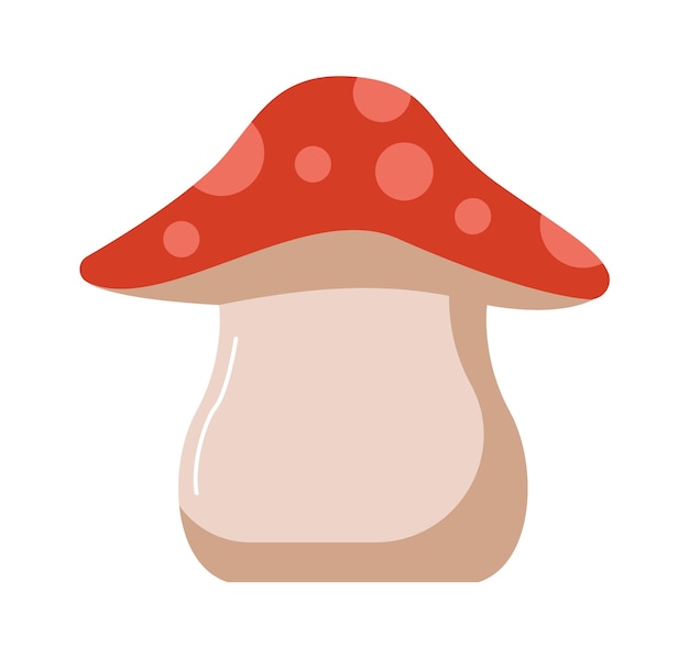 Fly agaric mushroom flat illustration