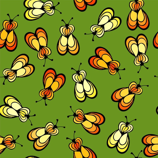 Fly bug insect cartoon illustration vector seamless pattern