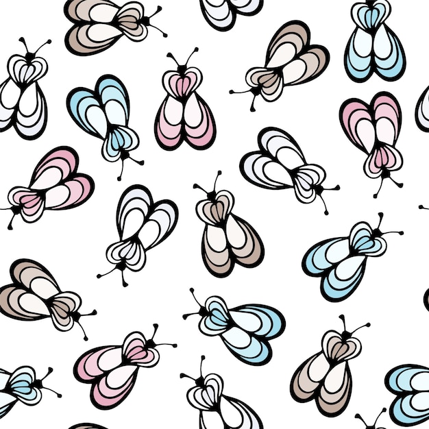 Fly bug insect cartoon illustration vector seamless pattern