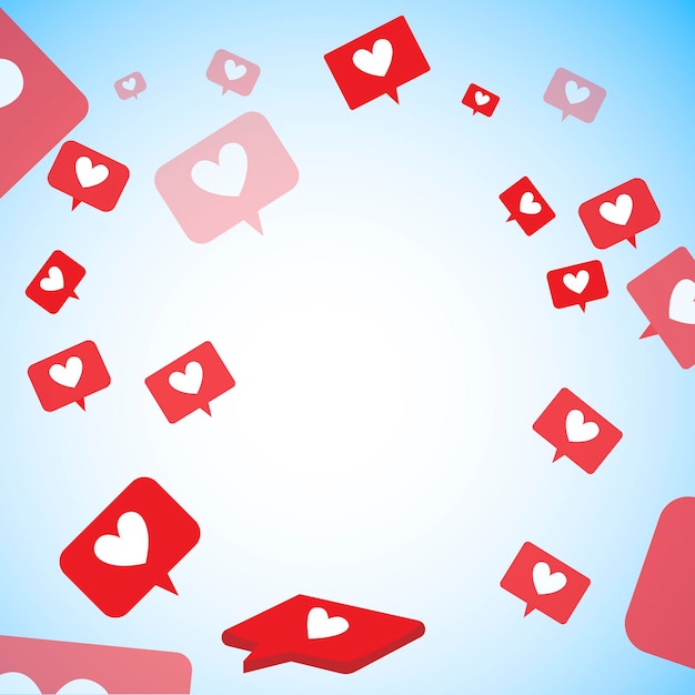 Fly like and heart Space of social media