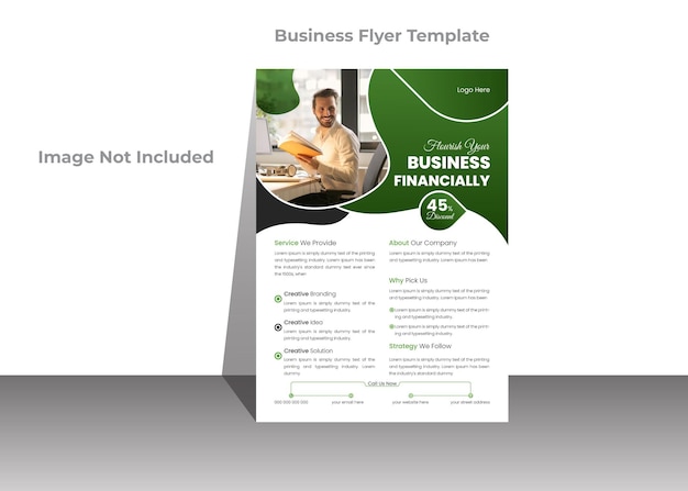 A flyer business advertisement for the business flyer that says we are here to your company