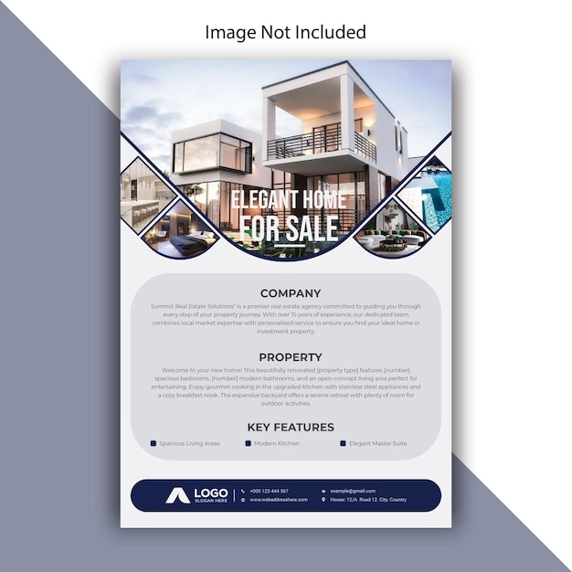 Vector flyer design a4 template new real estate home for sale elegant stylish corporate brochure