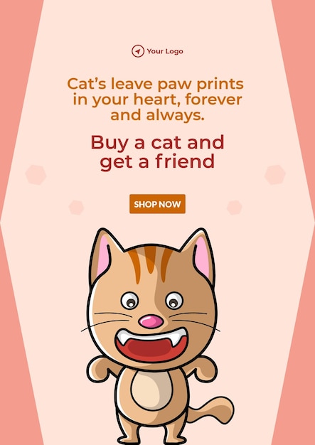 Flyer design of buy a cat and get a friend template