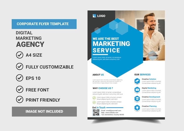 Flyer design corporate brochure digital marketing business poster template premium vector