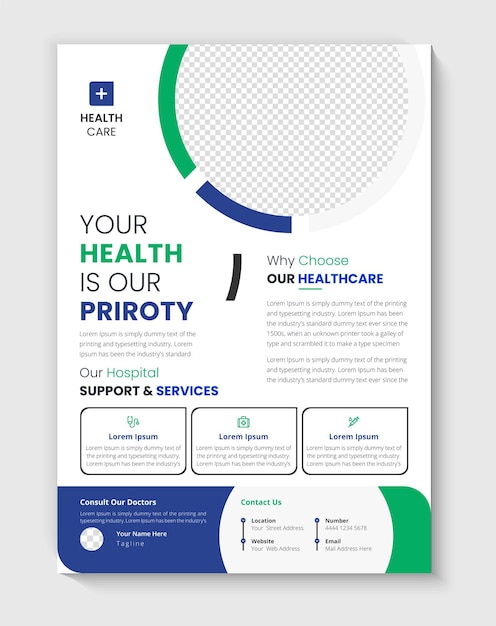 Flyer design for Medical and Healthcare template for hospital