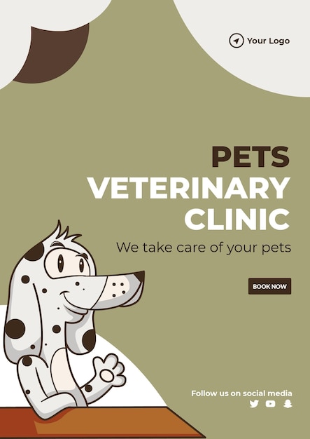 Flyer design of pets veterinary clinic template