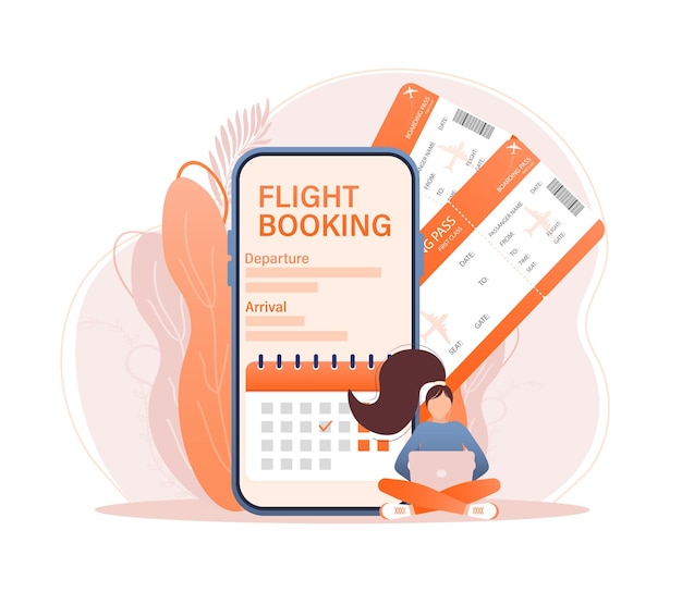 Flyer design for promotion design Flight tickets online booking illustration landing page Flat