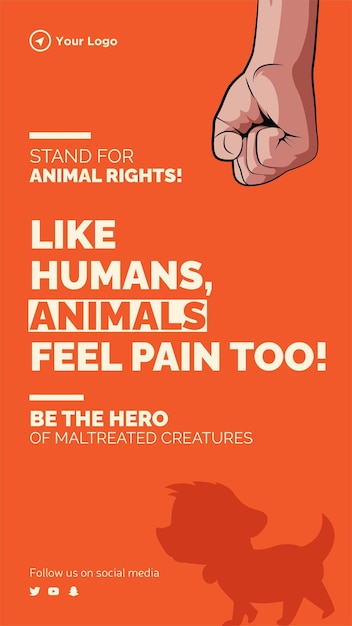 Vector flyer design of stand for animal rights template