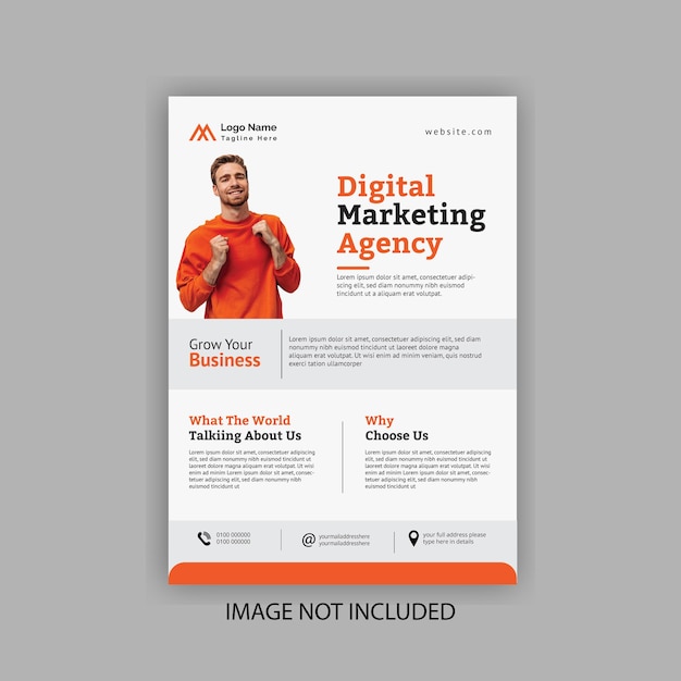 A flyer for digital marketing agency that is about how to talk about us.