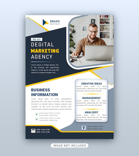 flyer for a marketing agency that is designed for a company called the digital marketing agency