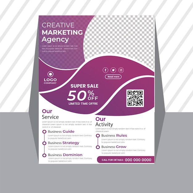 A flyer for a marketing agency that says'creative marketing agency'on it