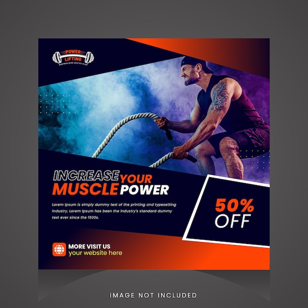 A flyer for a muscle power company that is advertising a power company.