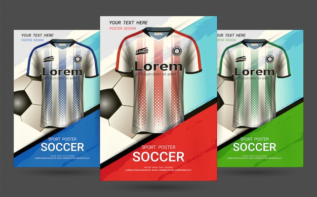 Flyer & Poster Cover Template with Soccer Jersey Design.