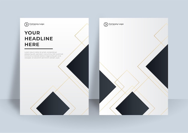 Flyer template black gold cover design layout set for business.