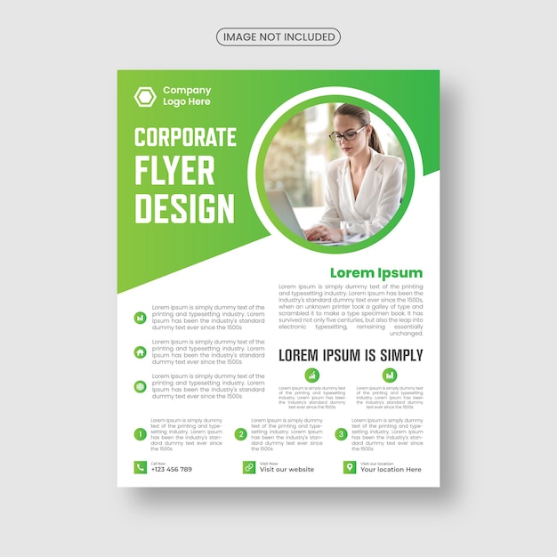 Flyer template layout design flat and minimal business flyer green and black color flyer template