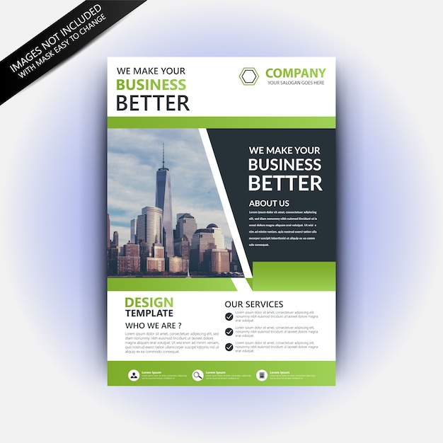 Flyer template with green abstract 