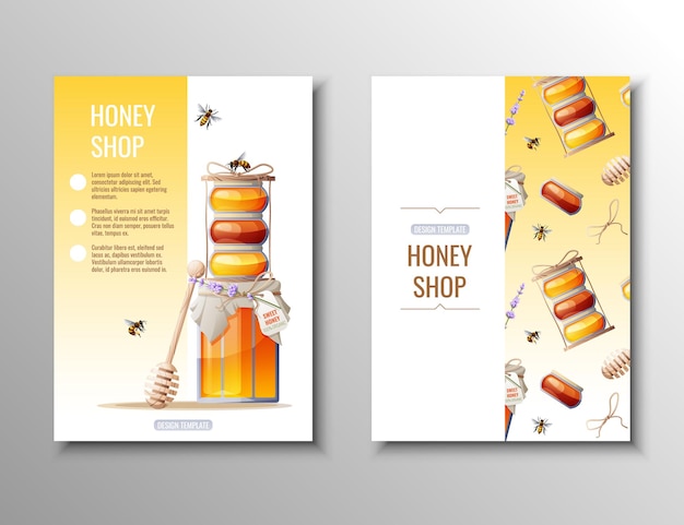 Flyer template with honey products Honey shop healthy natural productBanner poster a4 cover