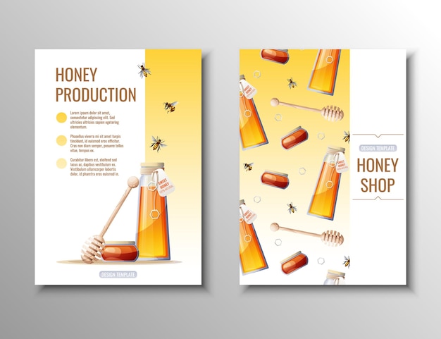 Vector flyer template with honey products honey shop healthy natural productbanner poster a4 cover