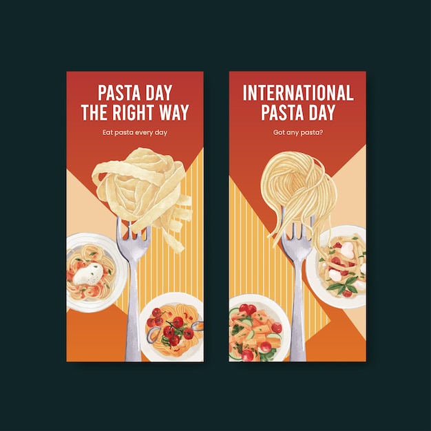 Flyer template with pasta cancept,watercolor style