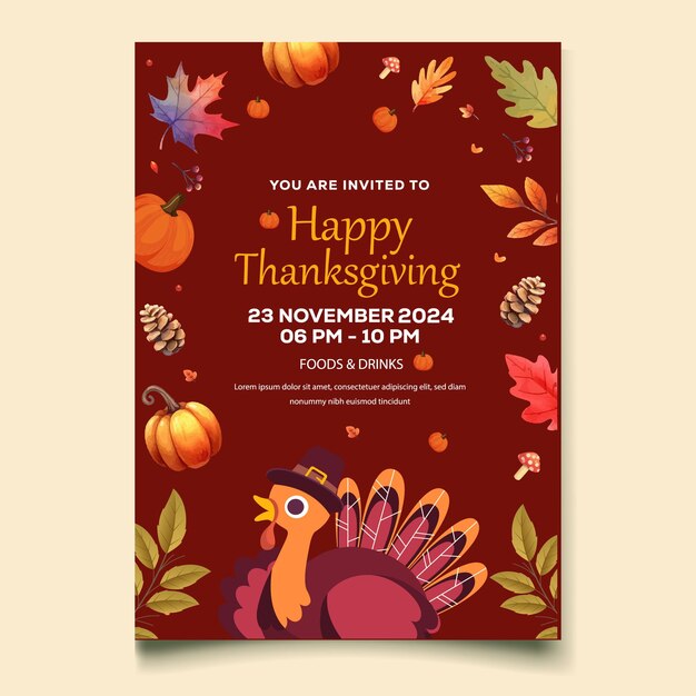 Vector a flyer for thanksgiving with a turkey on it