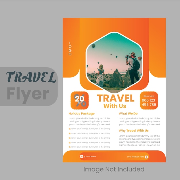 A flyer for a travel event with a picture of a man and a woman